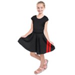 Abstract Black & Red, Backgrounds, Lines Kids  Short Sleeve Dress