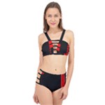 Abstract Black & Red, Backgrounds, Lines Cage Up Bikini Set