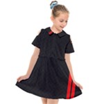 Abstract Black & Red, Backgrounds, Lines Kids  Short Sleeve Shirt Dress