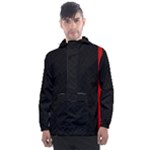 Abstract Black & Red, Backgrounds, Lines Men s Front Pocket Pullover Windbreaker