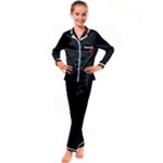 Abstract Black & Red, Backgrounds, Lines Kids  Satin Long Sleeve Pajamas Set