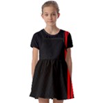 Abstract Black & Red, Backgrounds, Lines Kids  Short Sleeve Pinafore Style Dress