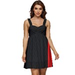 Abstract Black & Red, Backgrounds, Lines Ruffle Strap Babydoll Chiffon Dress
