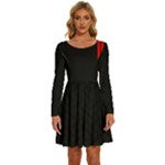 Abstract Black & Red, Backgrounds, Lines Long Sleeve Wide Neck Velvet Dress