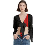 Abstract Black & Red, Backgrounds, Lines Trumpet Sleeve Cropped Top