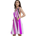 Colorful Multicolor Colorpop Flare Sleeveless V-Neck Skater Dress with Pockets