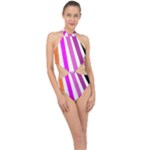Colorful Multicolor Colorpop Flare Halter Side Cut Swimsuit