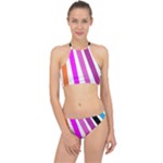Colorful Multicolor Colorpop Flare Halter Bikini Set