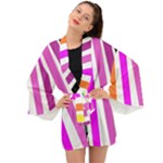 Colorful Multicolor Colorpop Flare Long Sleeve Kimono