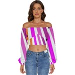 Colorful Multicolor Colorpop Flare Long Sleeve Crinkled Weave Crop Top
