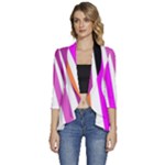 Colorful Multicolor Colorpop Flare Women s 3/4 Sleeve Ruffle Edge Open Front Jacket