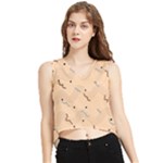 Lines Dots Pattern Abstract Art V-Neck Cropped Tank Top