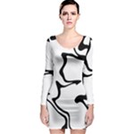 Black And White Swirl Background Long Sleeve Bodycon Dress