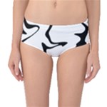 Black And White Swirl Background Mid-Waist Bikini Bottoms