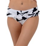 Black And White Swirl Background Frill Bikini Bottoms