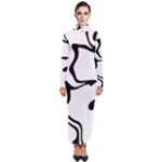 Black And White Swirl Background Turtleneck Maxi Dress