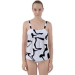 Black And White Swirl Background Twist Front Tankini Set