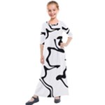 Black And White Swirl Background Kids  Quarter Sleeve Maxi Dress