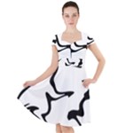 Black And White Swirl Background Cap Sleeve Midi Dress