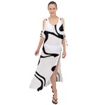 Black And White Swirl Background Maxi Chiffon Cover Up Dress