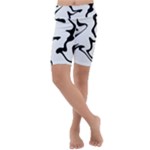 Black And White Swirl Background Kids  Lightweight Velour Cropped Yoga Leggings