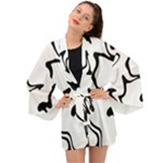 Black And White Swirl Background Long Sleeve Kimono