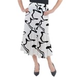 Black And White Swirl Background Midi Mermaid Skirt