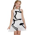 Black And White Swirl Background Kids  Halter Collar Waist Tie Chiffon Dress