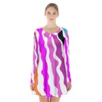 Warp Liquid Multicolor Kids Long Sleeve Velvet V-neck Dress