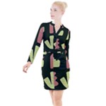 Elements Scribbles Wiggly Line Button Long Sleeve Dress