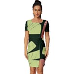 Elements Scribbles Wiggly Line Fitted Knot Split End Bodycon Dress