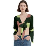 Elements Scribbles Wiggly Line Trumpet Sleeve Cropped Top