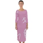Elements Scribble Wiggly Lines Quarter Sleeve Midi Bodycon Dress