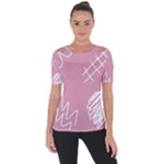 Elements Scribble Wiggly Lines Shoulder Cut Out Short Sleeve Top