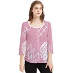 Elements Scribble Wiggly Lines Chiffon Quarter Sleeve Blouse
