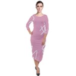 Elements Scribble Wiggly Lines Quarter Sleeve Midi Velour Bodycon Dress