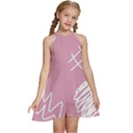 Elements Scribble Wiggly Lines Kids  Halter Collar Waist Tie Chiffon Dress