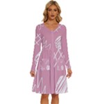Elements Scribble Wiggly Lines Long Sleeve Dress With Pocket