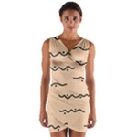 Lines Dots Pattern Abstract Wrap Front Bodycon Dress