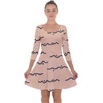 Lines Dots Pattern Abstract Quarter Sleeve Skater Dress