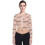 Lines Dots Pattern Abstract Long Sleeve Zip Up Bomber Jacket