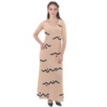 Lines Dots Pattern Abstract Sleeveless Velour Maxi Dress
