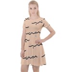 Lines Dots Pattern Abstract Cap Sleeve Velour Dress 
