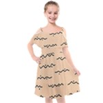 Lines Dots Pattern Abstract Kids  Cut Out Shoulders Chiffon Dress