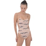Lines Dots Pattern Abstract Tie Strap One Piece Swimsuit