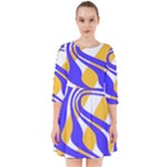 Print Pattern Warp Lines Smock Dress