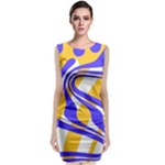 Print Pattern Warp Lines Sleeveless Velvet Midi Dress