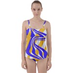 Print Pattern Warp Lines Twist Front Tankini Set