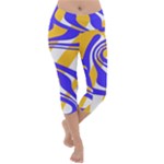 Print Pattern Warp Lines Lightweight Velour Capri Yoga Leggings