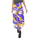 Print Pattern Warp Lines Velour Split Maxi Skirt